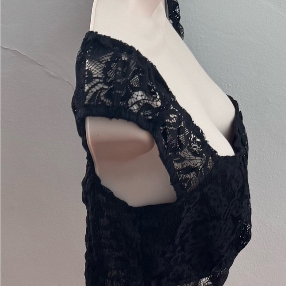 NWT Pacsun Beverly and Beck Black Lace Crop Top, size M square neck Y2K boho - Picture 9 of 16